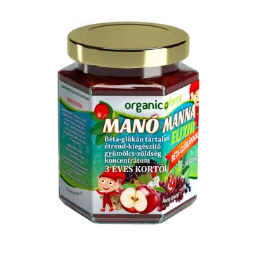 Manó Manna Elixír, 3 éves kortól, gyümölcs-zöldség szuperkoncentrátum béta-glükánnal, 210g
