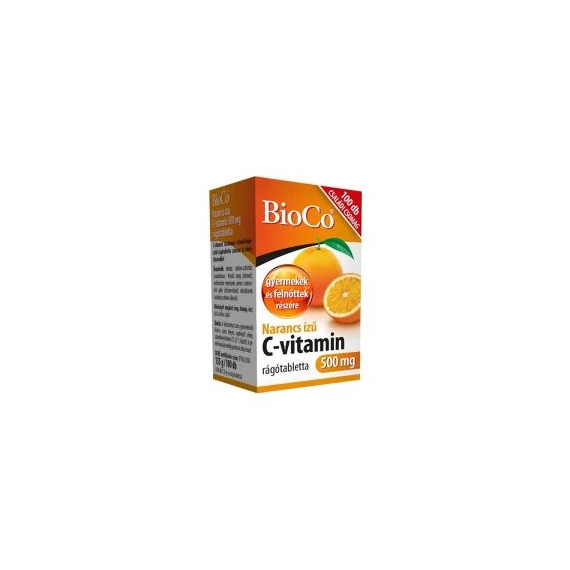 BioCo Narancs ízű C-vitamin 500 mg rágótabletta 100db