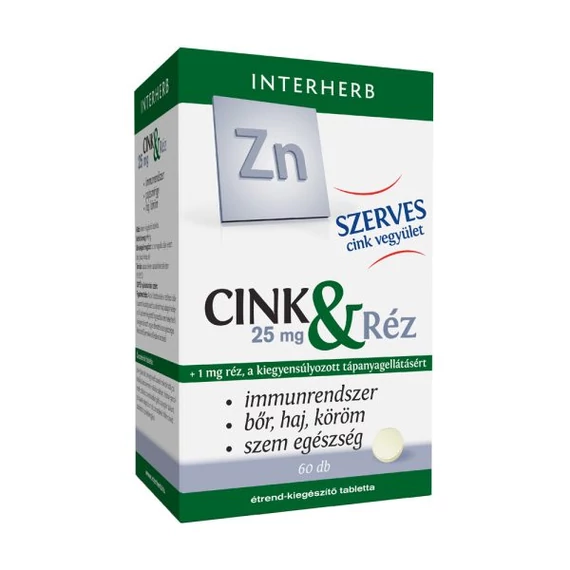 Interherb SZERVES Cink 25 mg & Réz tabletta 60 db
