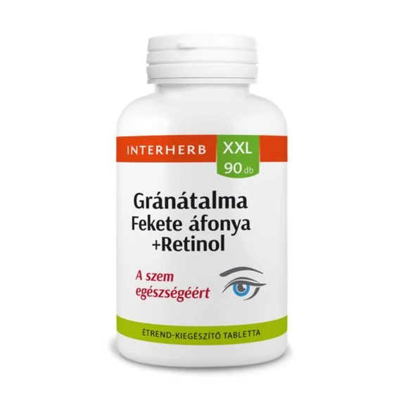 Interherb XXL 90 db GRÁNÁTALMA & FEKETE ÁFONYA+Retinol tabletta