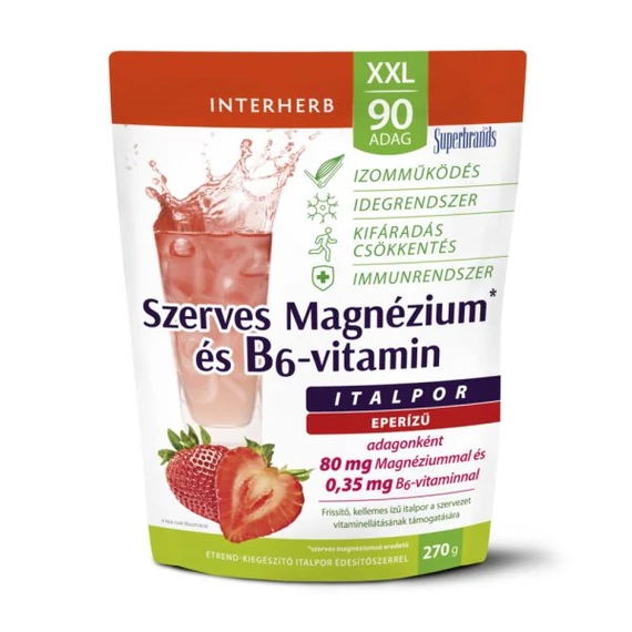 Interherb XXL 90 adag Szerves Magnézium+B6 eperízű italpor 270g