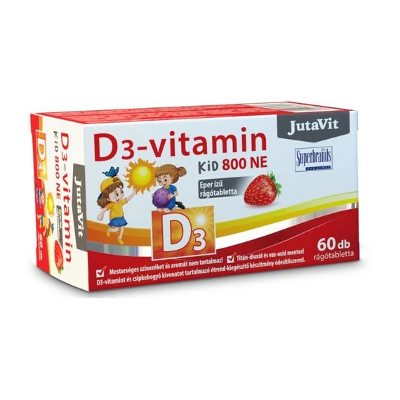 JutaVit D3-vitamin 800-NE KID eper ízű rágótabletta 60db