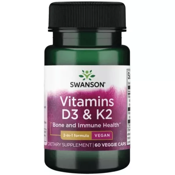 Swanson VITAMINS D3+K2 kapszula 50mcg (2000NE) D3 + 75mcg K2 60db