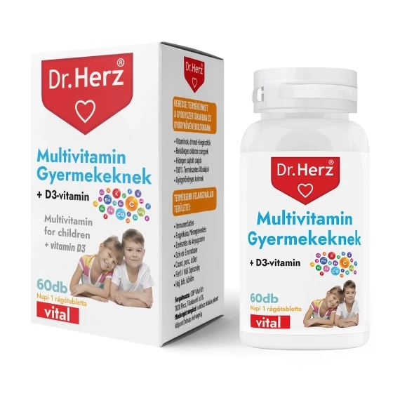 Dr Herz Multivitamin Gyerekeknek + D3 rágótabletta 60db