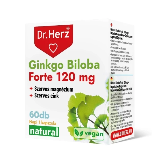 Dr Herz Ginko Biloba Forte 120mg + Szerves Mg+Zn kapszula 60db