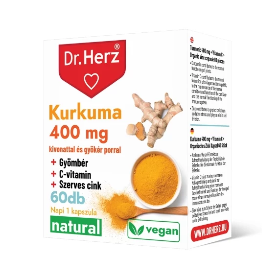 Dr Herz Kurkuma 400mg + Gyömbér + C-vitamin kapszula 60db