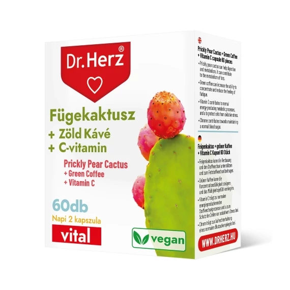 Dr Herz Fügekaktusz + Zöld kávé + C-vitamin kapszula 60db