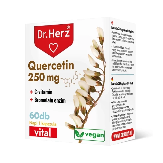 Dr Herz Quercetin 250mg + C-vitamin + Bromelain kapszula 60db