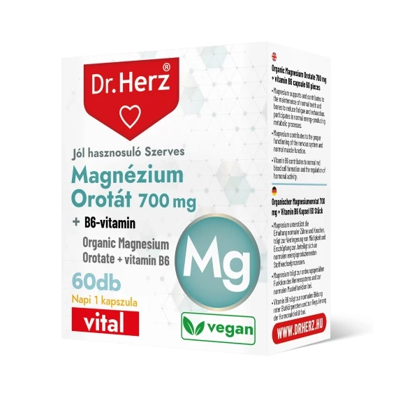 Dr Herz Magnézium, Orotát 700mg + B-vitaminok 60db