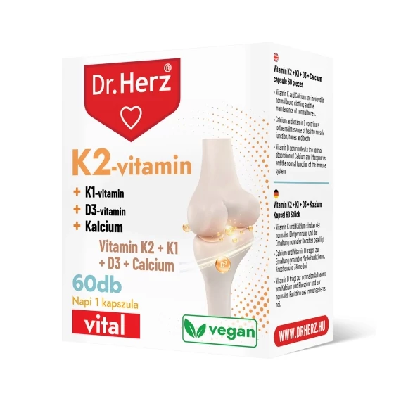 Dr Herz K2-vitamin 150mcg + k1-vitamin + D3 + Ca kapszula 60db