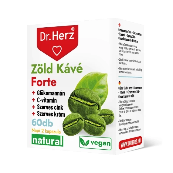Dr Herz Zöld kávé forte + C-vitamin + Glükomannán kapszula 60db